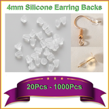 20-1000 x 4mm Plastic Rubber Earring Backs Clutch Bullet Stoppers Nuts