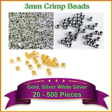10/20/50/100/200/500x 3mm Round Metal Open Hole Crimp Beads