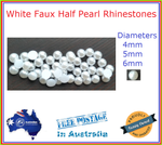 100/500/1000/2000 Faux Half White Pearl Rhinestones Flat Back 4mm / 5mm / 6mm