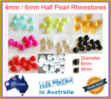 100/500/1000/2000 Faux Half Pearl Rhinestones Flat Back 4mm / 6mm