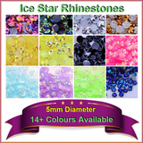 100-2000 Ice Flower Star Round 5mm AB UV Rhinestones Flat Back