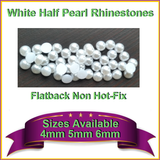 100/500/1000/2000 Faux Half White Pearl Rhinestones Flat Back 4mm / 5mm / 6mm