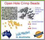 10/20/50/100/200/500x 2mm / 3mm Round Metal Open Hole Crimp Beads