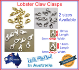 2-50 Metal lobster Parrot claw clasps 10x5mm or 14x8mm