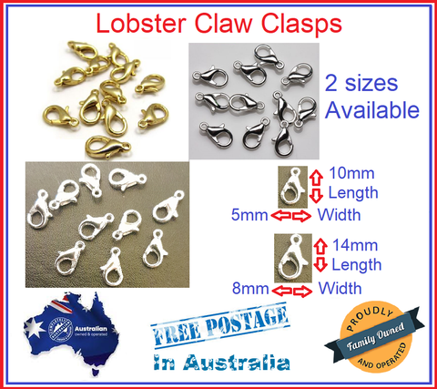 2-50 Metal lobster Parrot claw clasps 10x5mm or 14x8mm