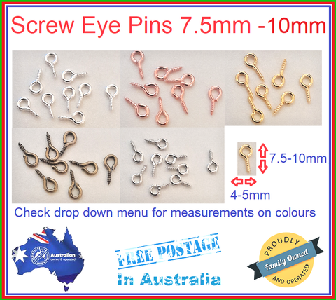 10 20 50 100 200 500 or 1000 Small Screw Hooks Eye Pins Jewellery 7.5mm - 10mm Length