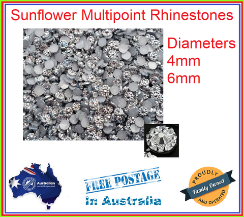 100/500/1000/2000 Flat back Resin Sunflower 4mm - 6mm Silver Rhinestones