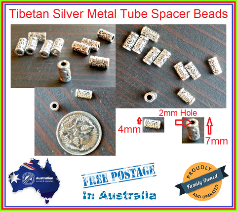 5/10/20 Tibetan design silver metal tube spacer beads jewellery