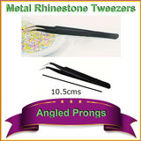 Metal Angled Rhinestones Tweezers Crafting Nail Art Tool Pick Up Aid