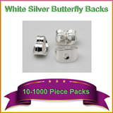 10-1000 White Silver Butterfly Earring Scroll Backs