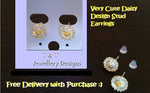 Daisy Flower Stud Earrings Silver Tone