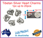 Tibetan Silver Heart Charms Pack of 1/2/5/10/20